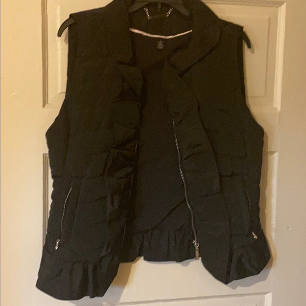 Feminine black ruffle vest